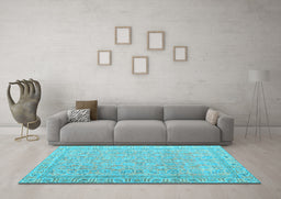 Machine Washable Abstract Light Blue Contemporary Rug in a Living Room, wshcon1936lblu