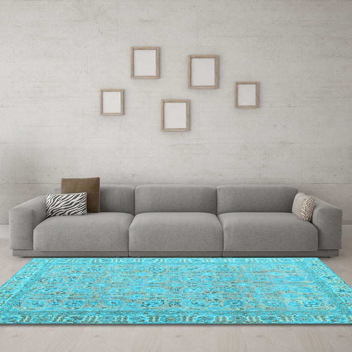 Machine Washable Abstract Light Blue Contemporary Rug in a Living Room, wshcon1936lblu