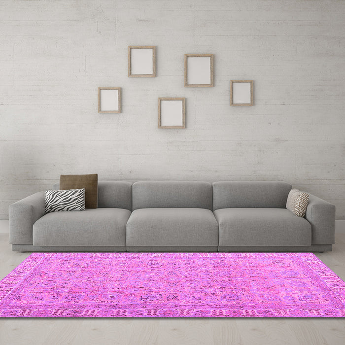 Machine Washable Abstract Pink Contemporary Rug in a Living Room, wshcon1936pnk