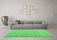Machine Washable Abstract Emerald Green Contemporary Rug, wshcon1936emgrn