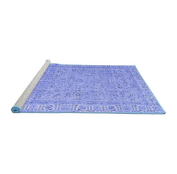 Sideview of Machine Washable Abstract Blue Contemporary Rug, wshcon1936blu