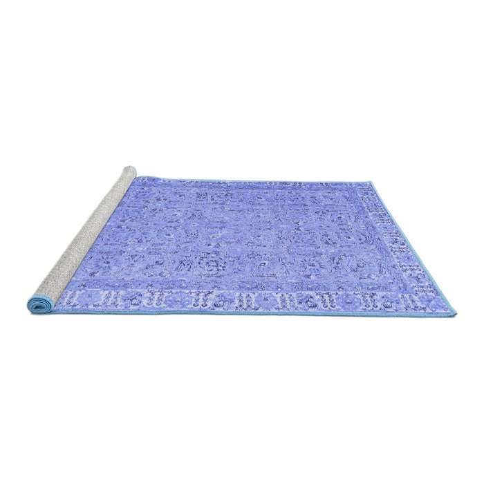 Sideview of Machine Washable Abstract Blue Contemporary Rug, wshcon1936blu