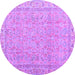 Round Machine Washable Abstract Purple Contemporary Area Rugs, wshcon1936pur