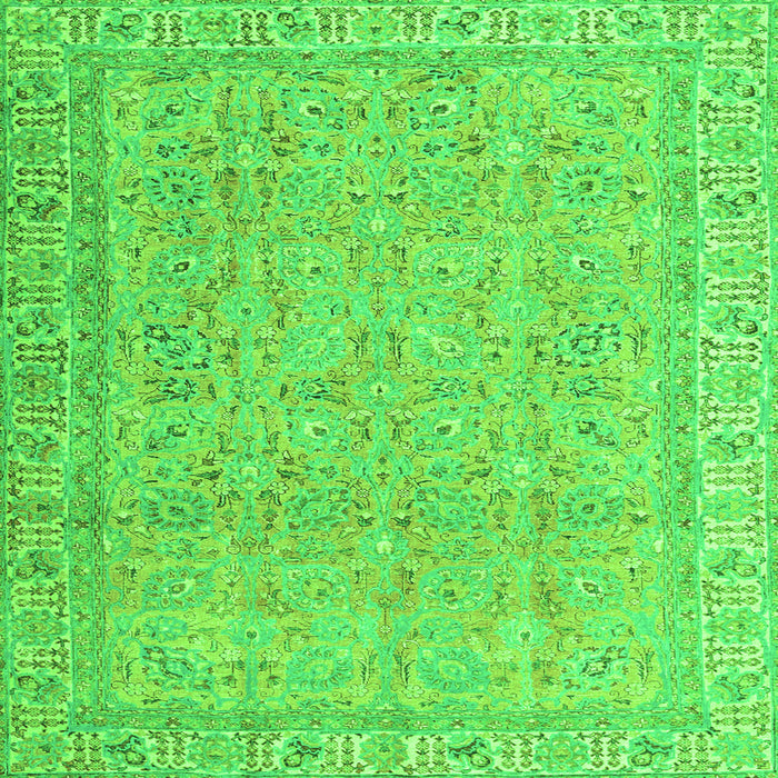 Round Machine Washable Abstract Green Contemporary Area Rugs, wshcon1936grn