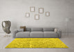 Machine Washable Abstract Yellow Contemporary Rug in a Living Room, wshcon1937yw