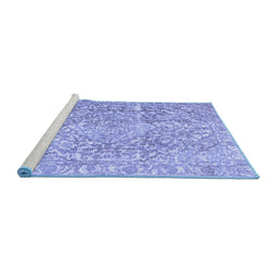 Sideview of Machine Washable Abstract Blue Contemporary Rug, wshcon1937blu