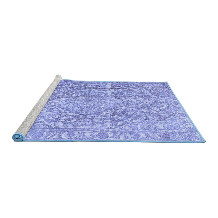 Sideview of Machine Washable Abstract Blue Contemporary Rug, wshcon1937blu