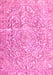 Machine Washable Abstract Pink Contemporary Rug, wshcon1937pnk