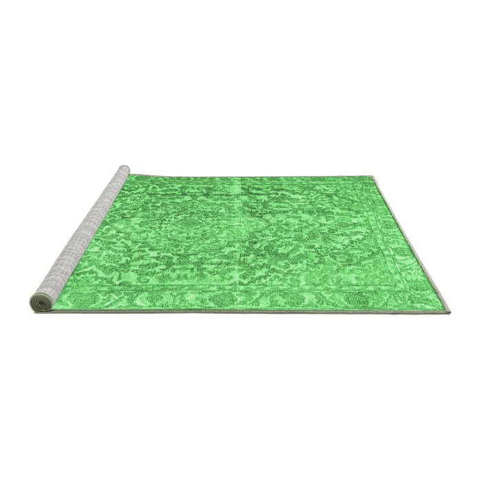 Sideview of Machine Washable Abstract Emerald Green Contemporary Area Rugs, wshcon1937emgrn