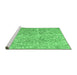 Sideview of Machine Washable Abstract Emerald Green Contemporary Area Rugs, wshcon1937emgrn