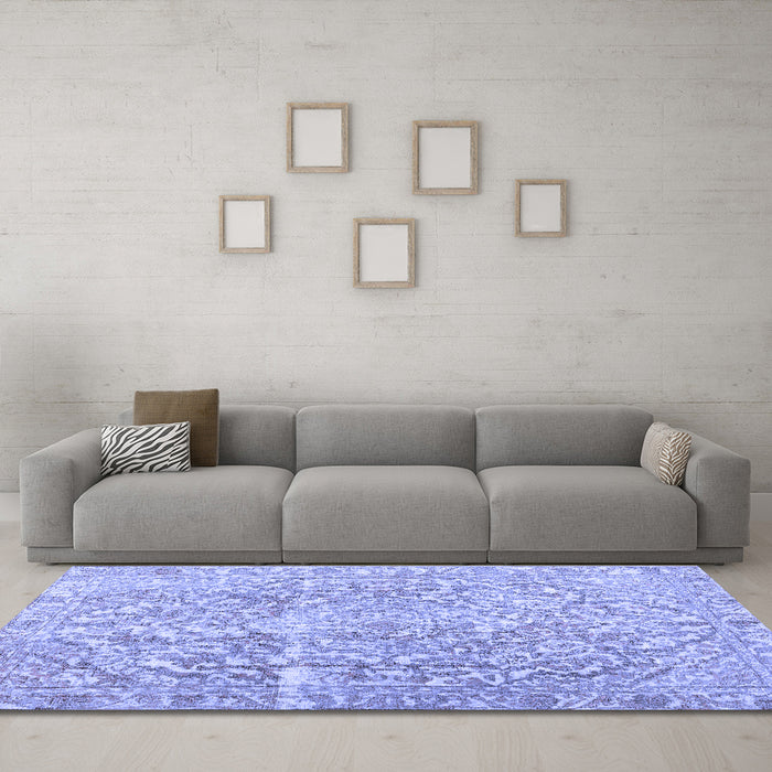 Machine Washable Abstract Blue Contemporary Rug in a Living Room, wshcon1937blu