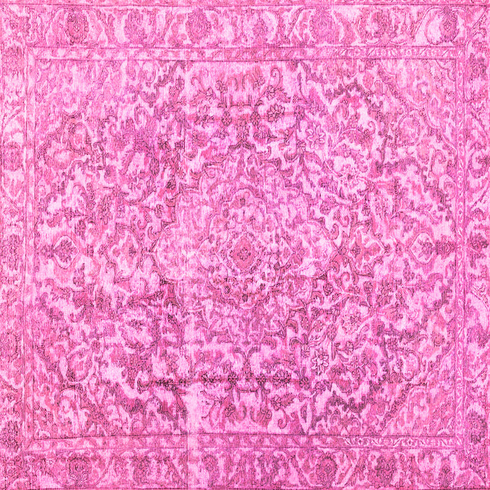 Square Machine Washable Abstract Pink Contemporary Rug, wshcon1937pnk