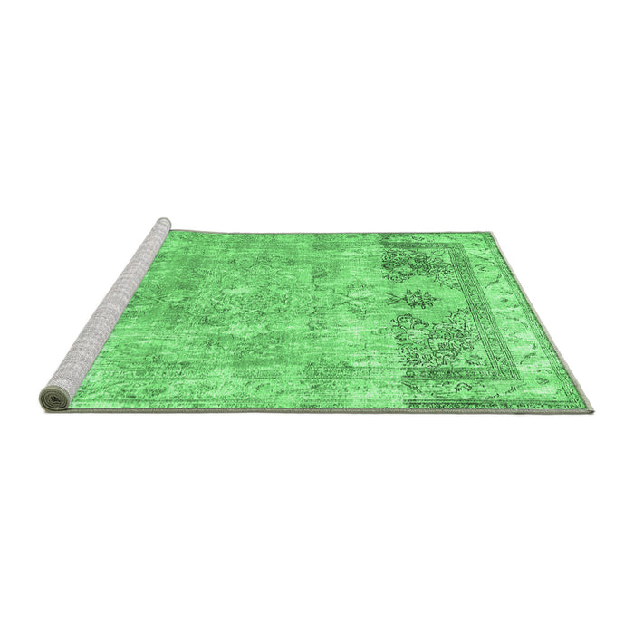 Sideview of Machine Washable Abstract Emerald Green Contemporary Area Rugs, wshcon1938emgrn