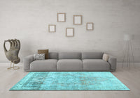 Machine Washable Abstract Light Blue Contemporary Rug, wshcon1938lblu