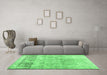 Machine Washable Abstract Emerald Green Contemporary Area Rugs in a Living Room,, wshcon1938emgrn