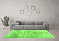 Machine Washable Abstract Green Contemporary Rug, wshcon1938grn