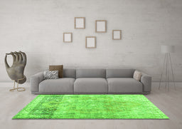 Machine Washable Abstract Green Contemporary Area Rugs in a Living Room,, wshcon1938grn