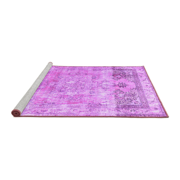 Sideview of Machine Washable Abstract Purple Contemporary Area Rugs, wshcon1938pur