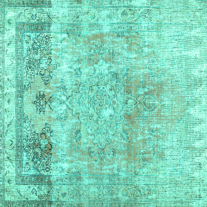 Square Machine Washable Abstract Turquoise Contemporary Area Rugs, wshcon1938turq