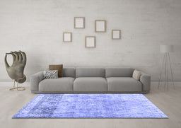 Machine Washable Abstract Blue Contemporary Rug in a Living Room, wshcon1938blu