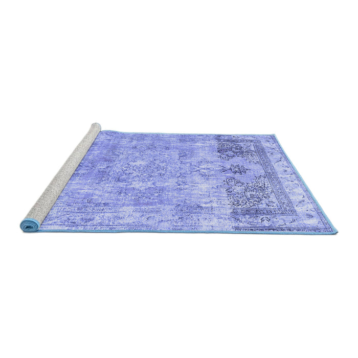 Sideview of Machine Washable Abstract Blue Contemporary Rug, wshcon1938blu