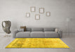 Machine Washable Abstract Yellow Contemporary Rug in a Living Room, wshcon1938yw