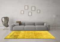 Machine Washable Abstract Yellow Contemporary Rug, wshcon1938yw