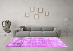Machine Washable Abstract Purple Contemporary Area Rugs in a Living Room, wshcon1938pur