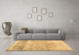 Machine Washable Abstract Brown Contemporary Rug in a Living Room,, wshcon1938brn