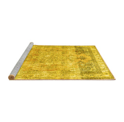 Sideview of Machine Washable Abstract Yellow Contemporary Rug, wshcon1938yw