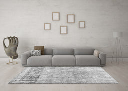 Machine Washable Abstract Gray Contemporary Rug in a Living Room,, wshcon1938gry