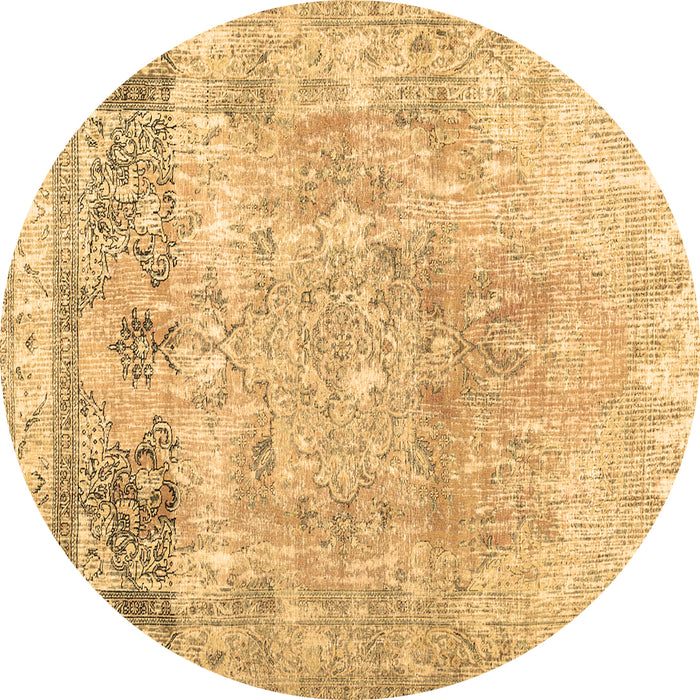 Round Abstract Brown Contemporary Rug, con1938brn