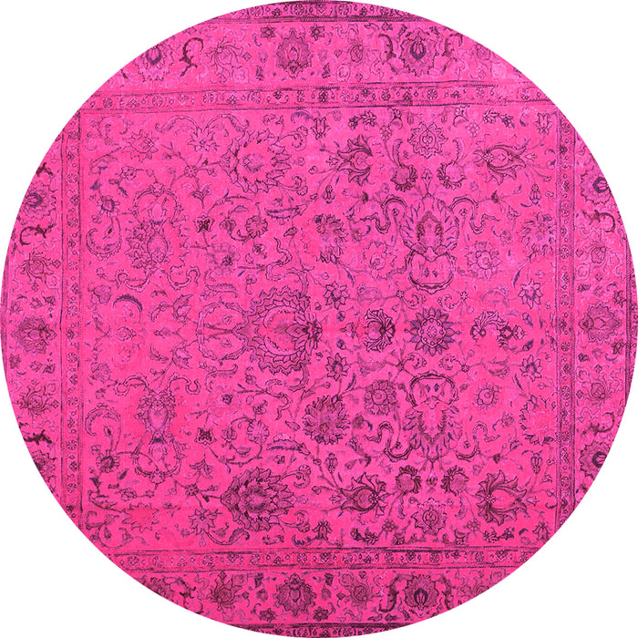 Round Abstract Pink Contemporary Rug, con1939pnk