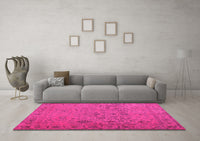 Machine Washable Abstract Pink Contemporary Rug, wshcon1939pnk