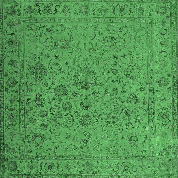Square Abstract Emerald Green Contemporary Rug, con1939emgrn
