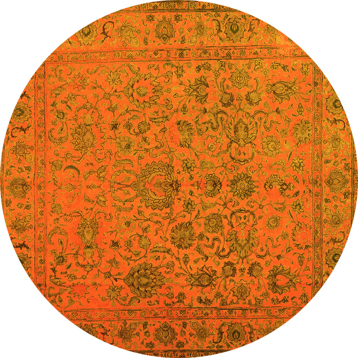Round Machine Washable Abstract Yellow Contemporary Rug, wshcon1939yw