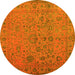 Round Machine Washable Abstract Yellow Contemporary Rug, wshcon1939yw