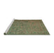 Sideview of Machine Washable Abstract Turquoise Contemporary Area Rugs, wshcon1939turq