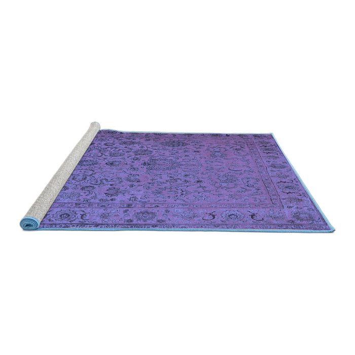 Sideview of Machine Washable Abstract Blue Contemporary Rug, wshcon1939blu