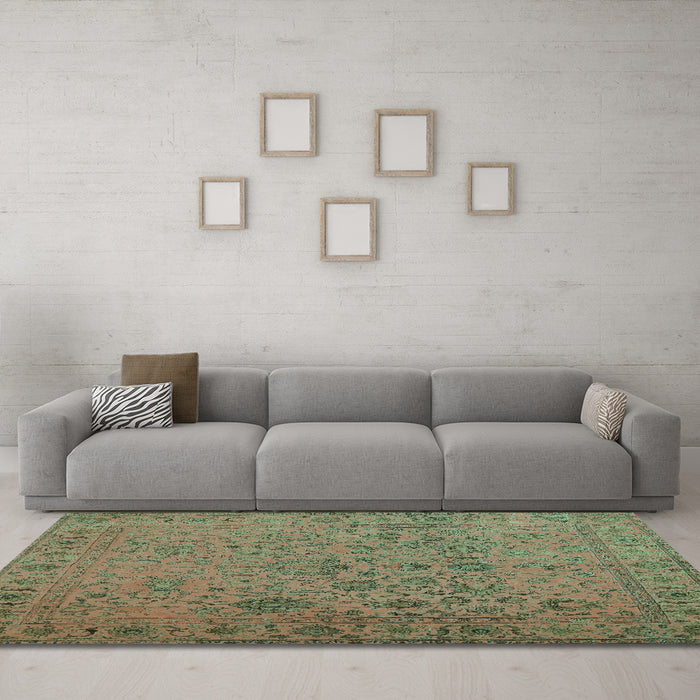 Machine Washable Abstract Turquoise Contemporary Area Rugs in a Living Room,, wshcon1939turq