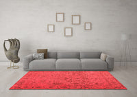 Machine Washable Abstract Red Contemporary Rug, wshcon1939red