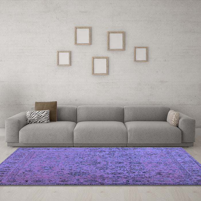Machine Washable Abstract Blue Contemporary Rug in a Living Room, wshcon1939blu