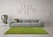 Machine Washable Abstract Green Contemporary Area Rugs in a Living Room,, wshcon1939grn