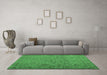 Machine Washable Abstract Emerald Green Contemporary Area Rugs in a Living Room,, wshcon1939emgrn