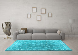 Machine Washable Abstract Light Blue Contemporary Rug in a Living Room, wshcon1940lblu