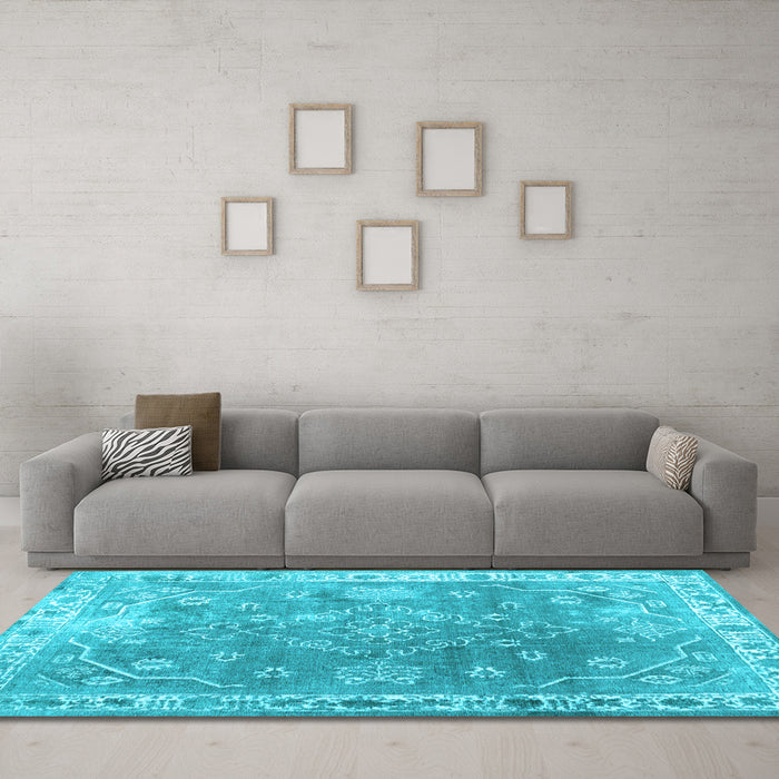 Machine Washable Abstract Light Blue Contemporary Rug in a Living Room, wshcon1940lblu
