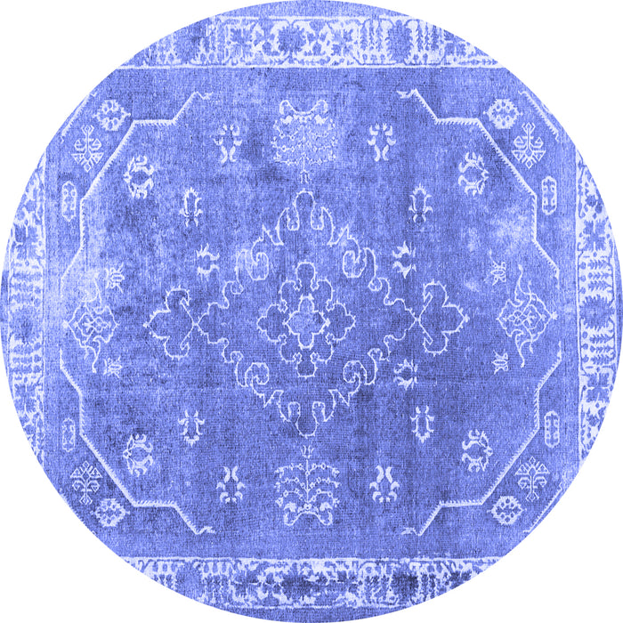 Round Machine Washable Abstract Blue Contemporary Rug, wshcon1940blu