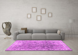 Machine Washable Abstract Pink Contemporary Rug in a Living Room, wshcon1940pnk