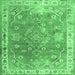 Square Machine Washable Abstract Emerald Green Contemporary Area Rugs, wshcon1940emgrn