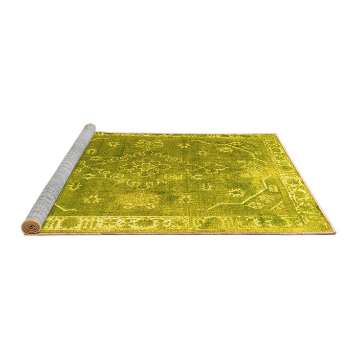 Sideview of Machine Washable Abstract Yellow Contemporary Rug, wshcon1940yw